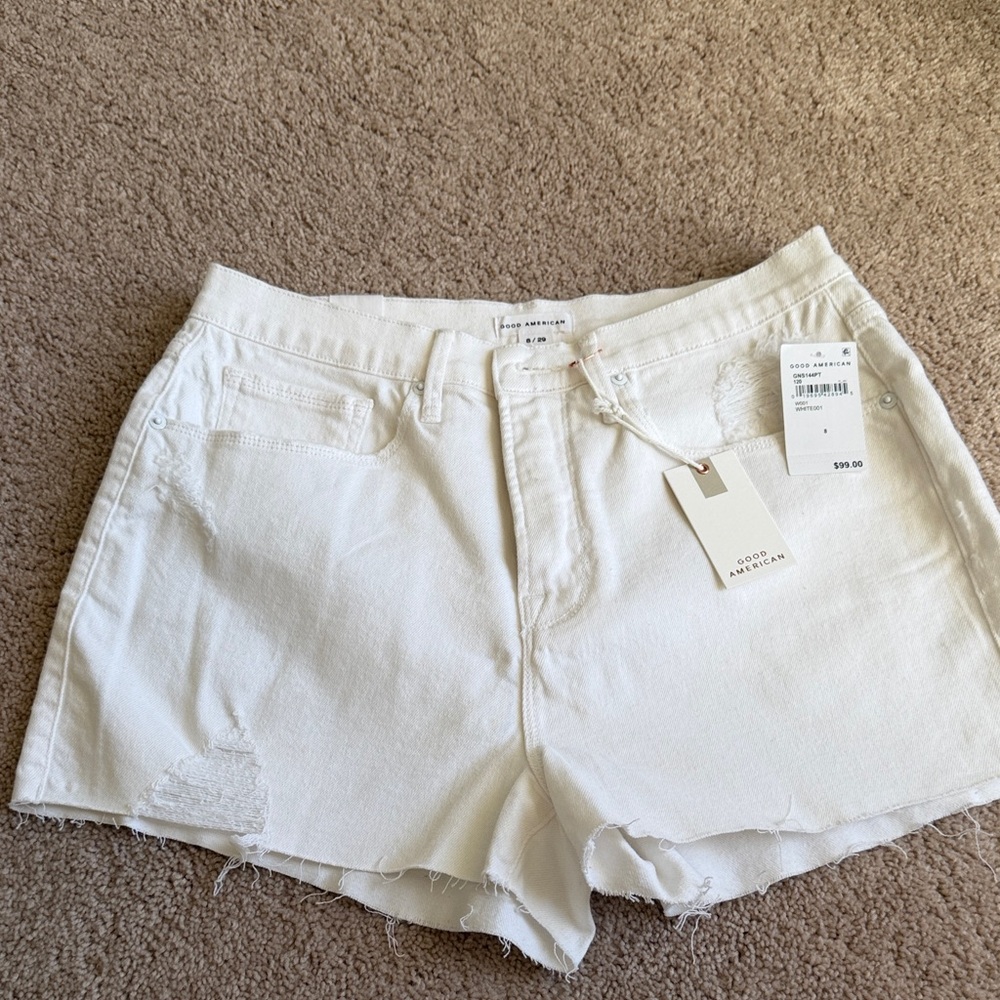 Good American Crisp White Jean Shorts